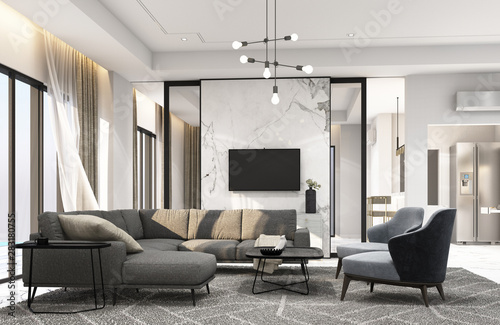 Fototapeta Naklejka Na Ścianę i Meble -  Interior living area in modern luxury style. 3D rendering