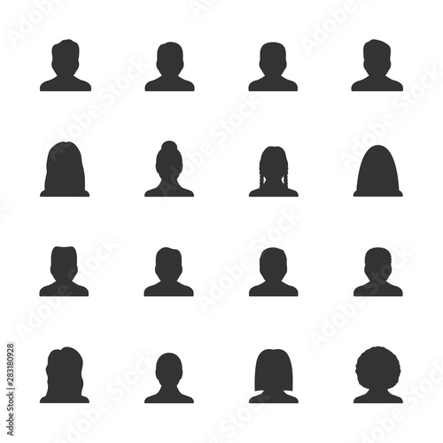 Vector set of user silhouette icons.People avatar profile.