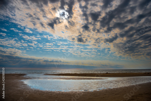 Sunset over the beach on Baltic sea