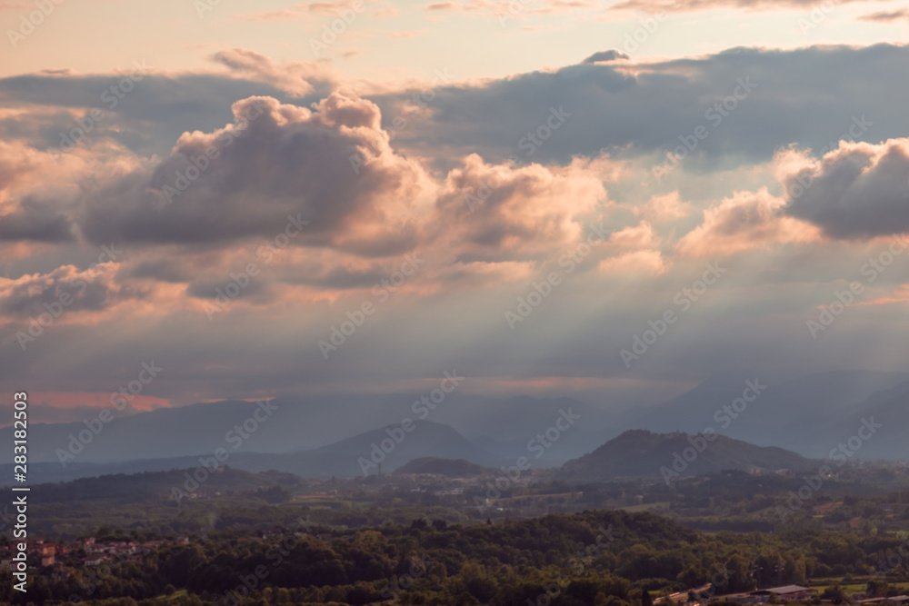 Fototapeta premium Stormy sunset in the italian countryside