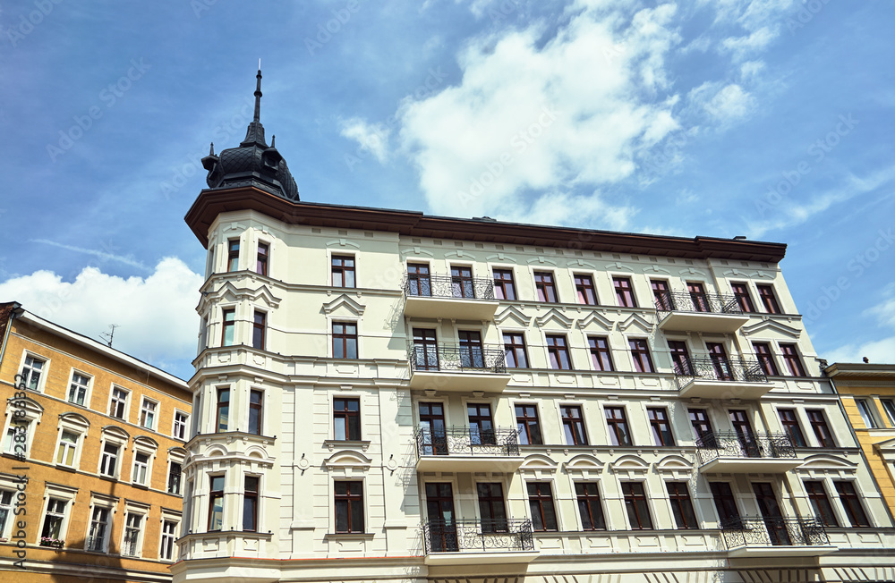 A rebuilt historic, Art Nouveau tenement house in Poznan