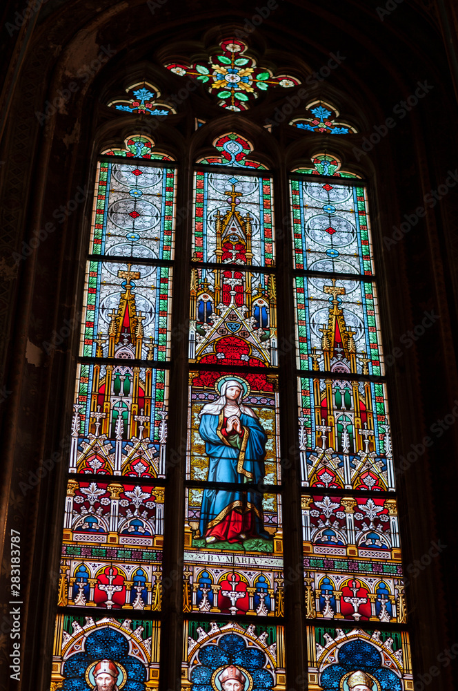 virgin Mary. Stained glass