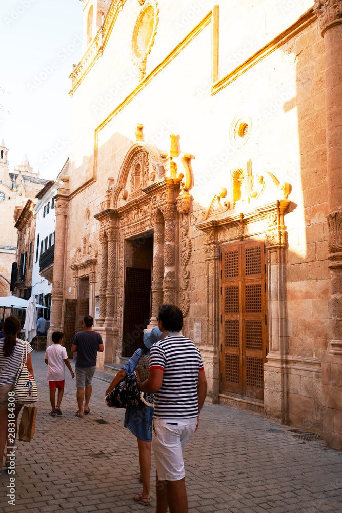 Streets of old city in Menorca Balearic Island Spain