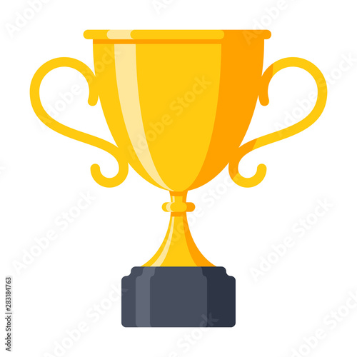 Award icon with champion golden trophy cup for winner