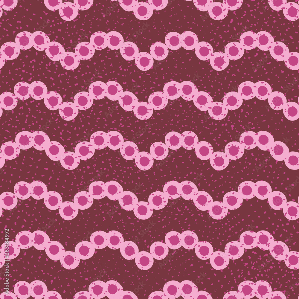 A seamless vector pattern with pink zigzag shaped string of beads. Surface print design.