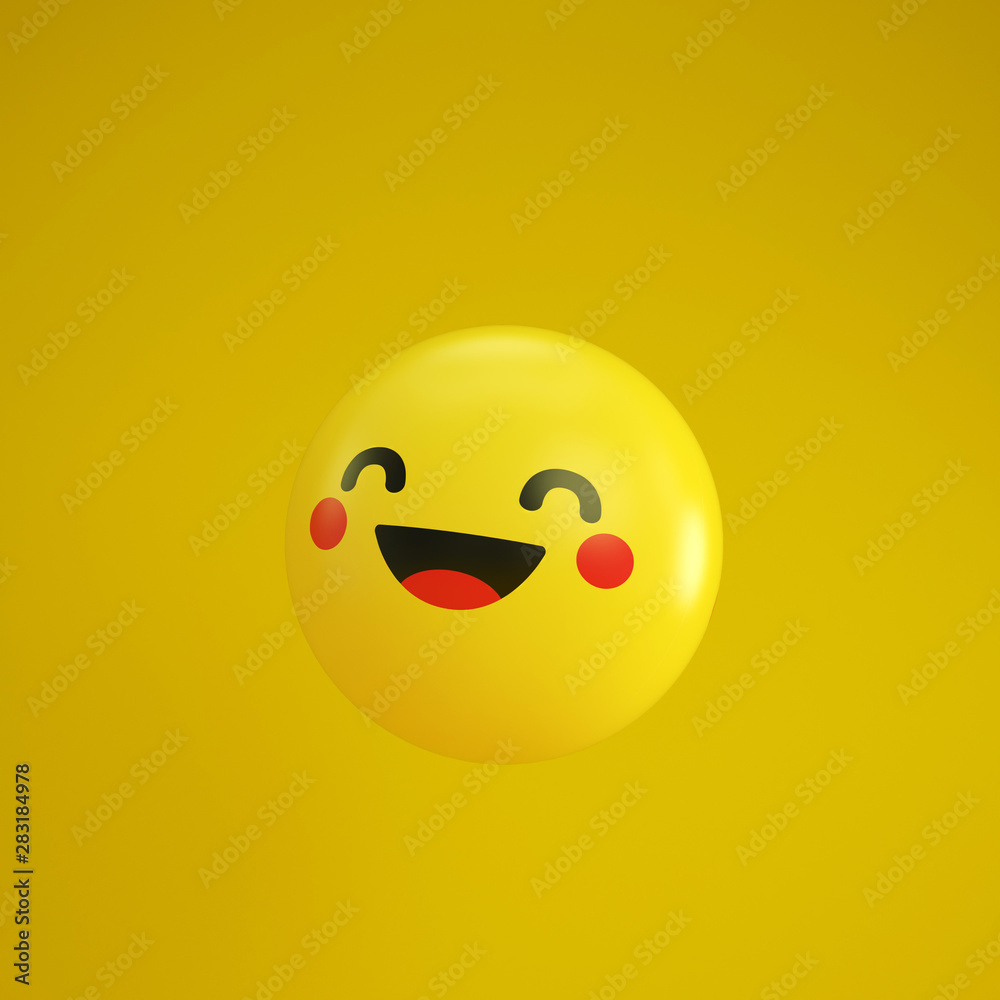 Fototapeta premium Emoticon, icon, emoji isolated on yellow background.