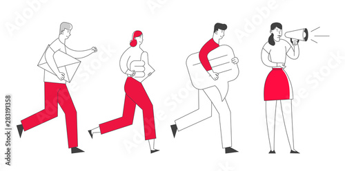 Wallpaper Mural Social Media Marketing Communication, People Following Girl with Megaphone. Smm Networking, Internet Accounting Digital Technology in Human Life, Public Relations Cartoon Flat Vector Illustration Torontodigital.ca