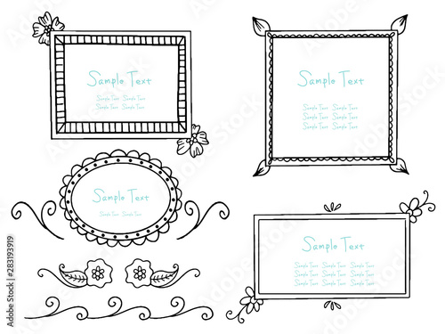 Set of ethnic style frames and elements.