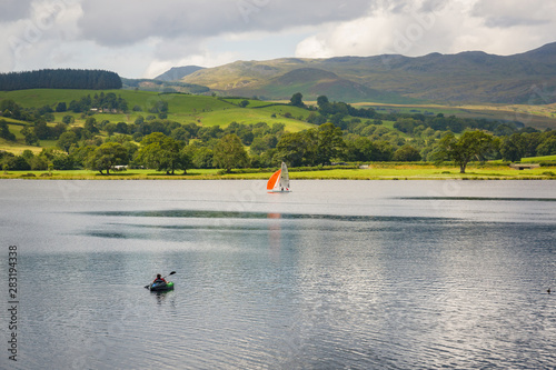 Fotografie Bala lake or Llyn Tegid in Welsh the largest natural body of water in Wales and