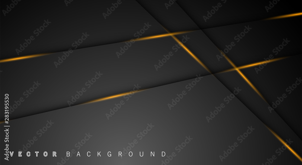 Fototapeta premium Gold light line shadow dark grey luxury background