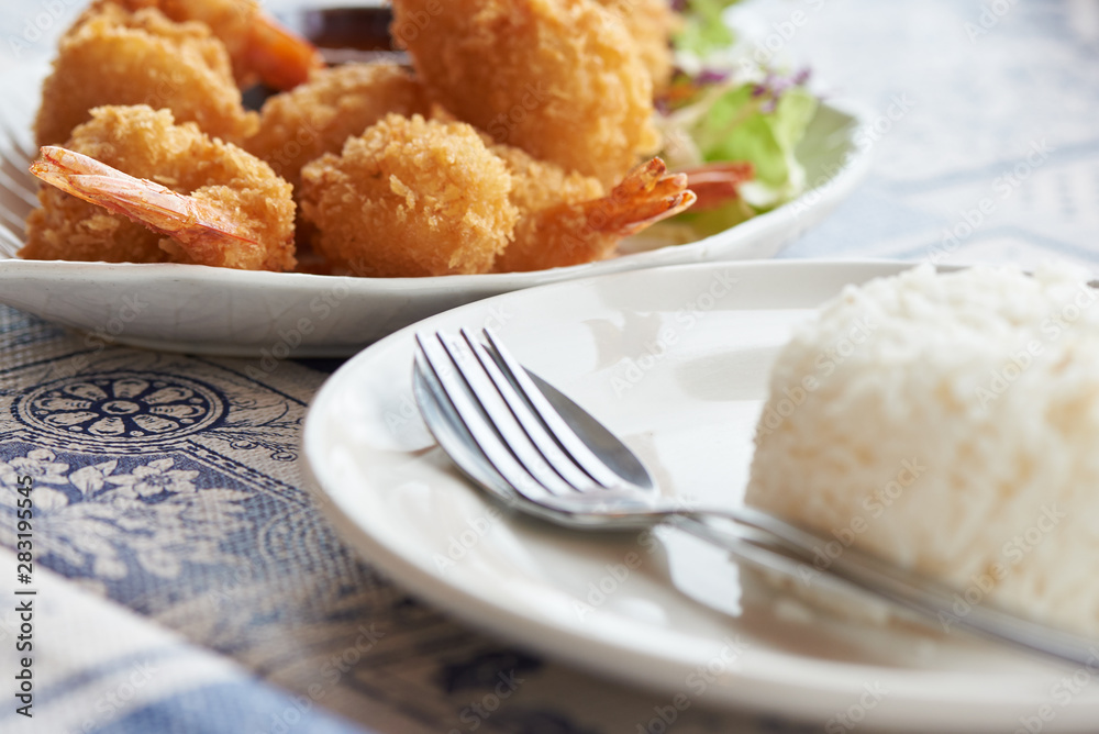 Delicious fried prawn balls on the table