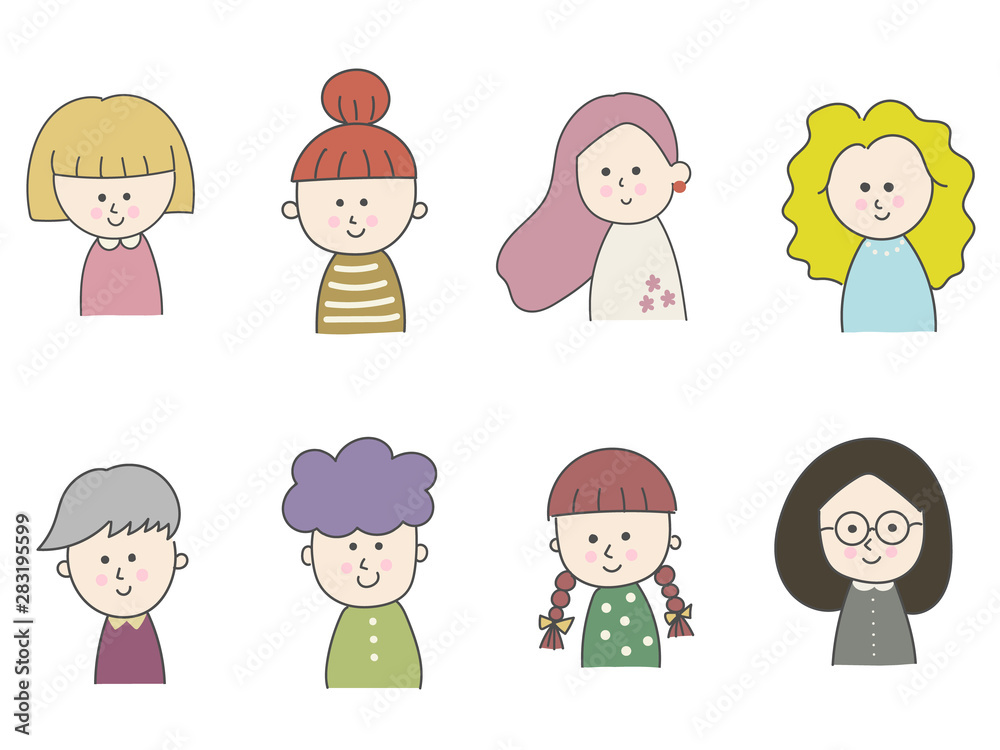 Set of hand drawn various women, vector illustration. Set of hand drawn various women, vector illustration.