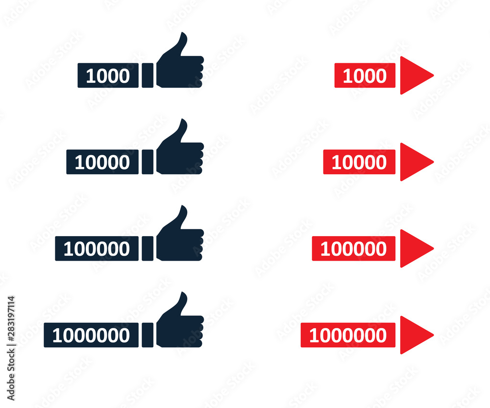 Set of likes and view icons