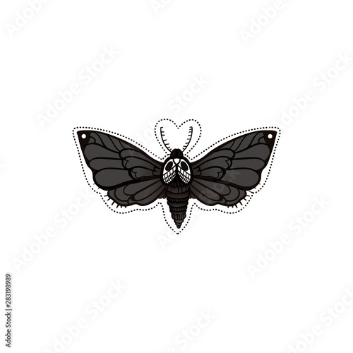 Monochrome black silhouette of Deadhead butterfly vector illustration isolated. © sabelskaya