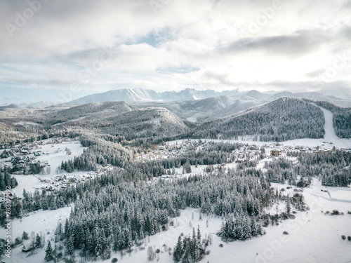 Obraz na płótnie Zakopane Zima Pardałówka Panorama z powietrza w salonie