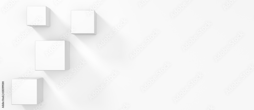 abstract white cubes on clean background as banner - 3D Illustration abstract white cubes on clean background as banner - 3D Illustration
