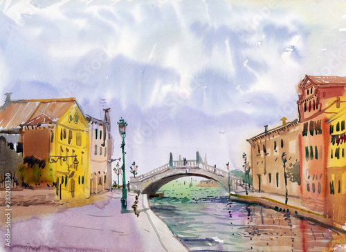 Venice. Landscape from nature. Sea ​​view