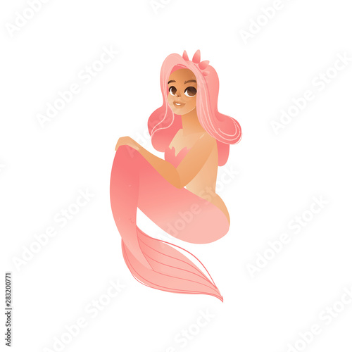 Beautiful mermaid for t shirts and kids fashion vector illustration isolated.
