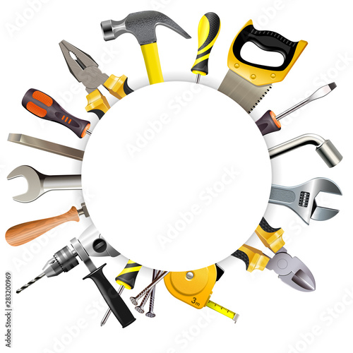 Vector Round Frame with Tools
