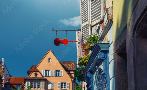 Fototapeta Naklejka Na Ścianę i Meble -  St Martin Church in Colmar, Haut Rhin in Alsace, France. View of the city colmar in france famous for its colorful houses and small streets along the river and the gigantic Gothic cathedral.