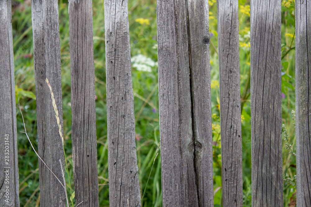 Fence of old wooden boards in the village Fence of old wooden boards in the village
