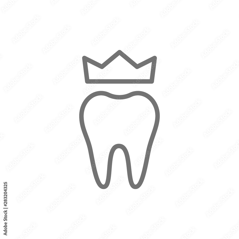 Dental crown, denture line icon. Isolated on white background Dental crown, denture line icon. Isolated on white background