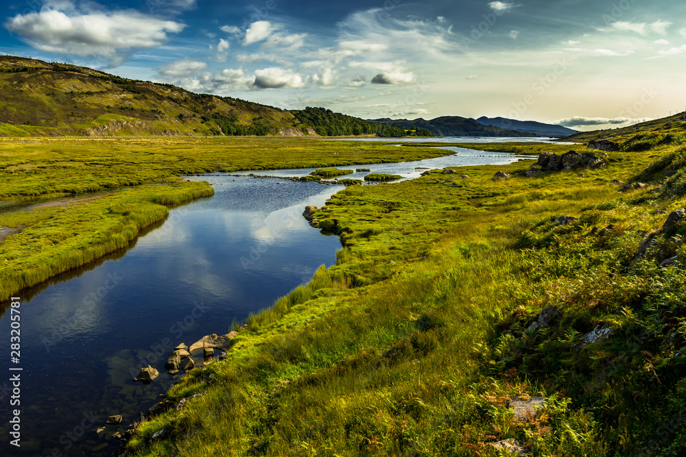 Landscape With River Kishorn Near Applecross Pass In Scotland Landscape With River Kishorn Near Applecross Pass In Scotland