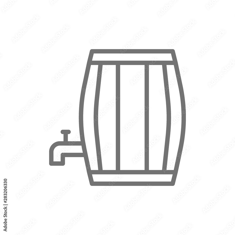 Barrel of beer, barrel with tap, alcohol line icon. Barrel of beer, barrel with tap, alcohol line icon.