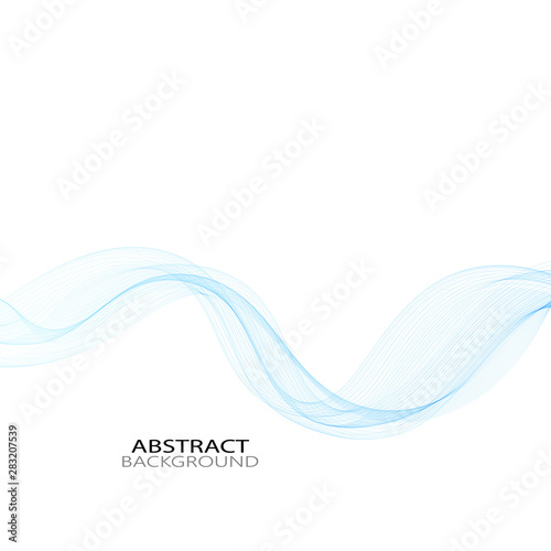  Blue horizontal lines of vector wave on a white background. Design element. Brochure Template