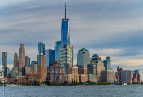 Panoramic view of Manhattan skyscrapers in New York.