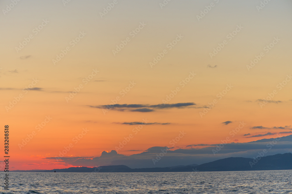 sunset on sea. long-exposure