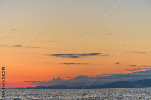 sunset on sea. long-exposure