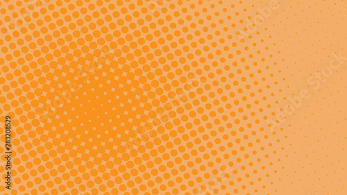 Pale orange and yellow modern pop art background with halftone dots design, vector illustration