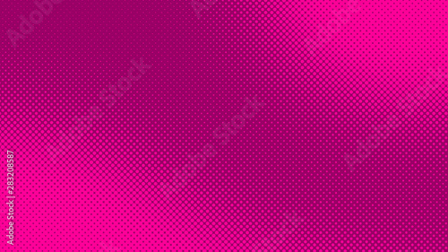 Magenta retro comic pop art background with halftone dots design, vector illustration template