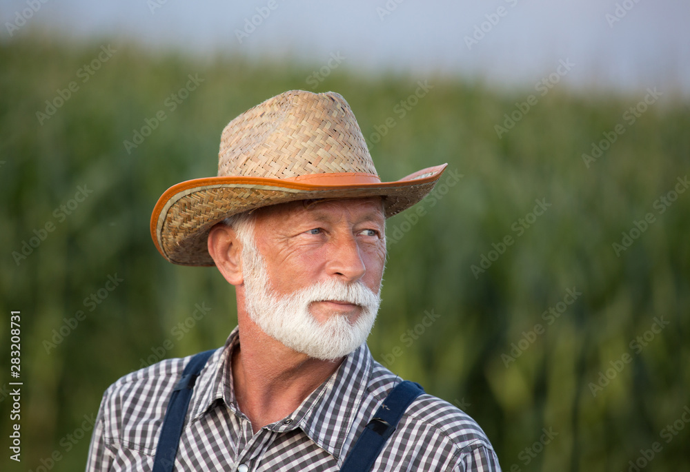 Portrait of old farmer with white beard