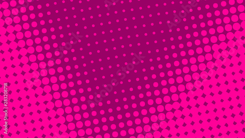 Magenta  pop art background in vitange comic style with halftone dots, vector illustration template for your design