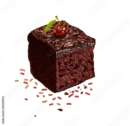 brownie cake isolated