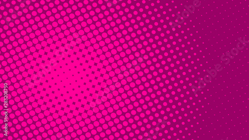 Magenta retro pop art background with halftone dots design