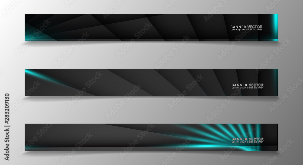 Banner collection, vector background with glowing neon blue stripes in a dark room. Banner collection, vector background with glowing neon blue stripes in a dark room.