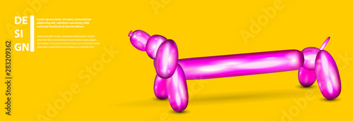 Air balloon dog. 3d realistic cute rubber toy.