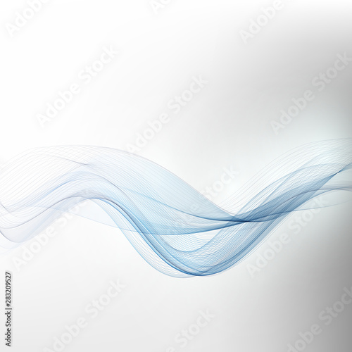  Blue wavy lines of a vector wave on an abstract background. Design element. Brochure Template