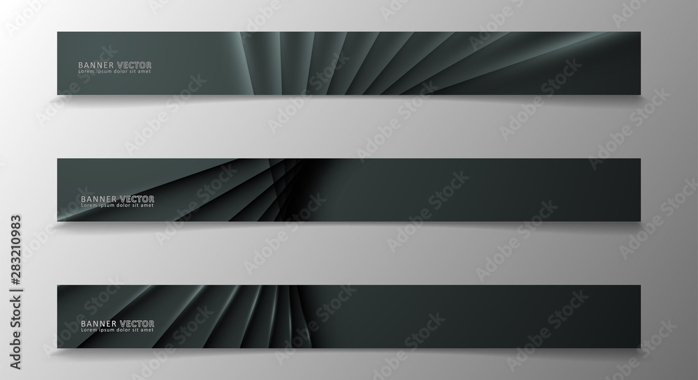 Banner collection, vector background with glowing neon gray stripes in a dark room. Banner collection, vector background with glowing neon gray stripes in a dark room.