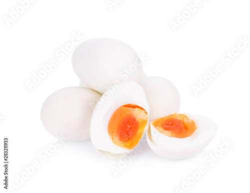 Salted duck eggs isolated on white background.