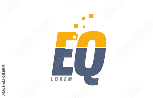yellow blue EQ E Q alphabet letter logo company