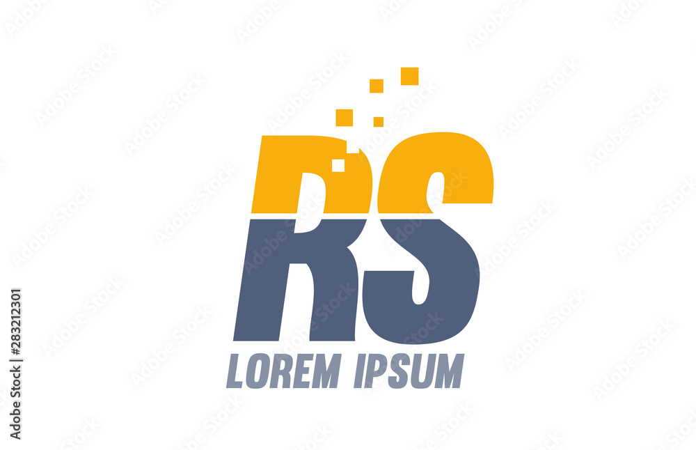 yellow blue RS R S alphabet letter logo company