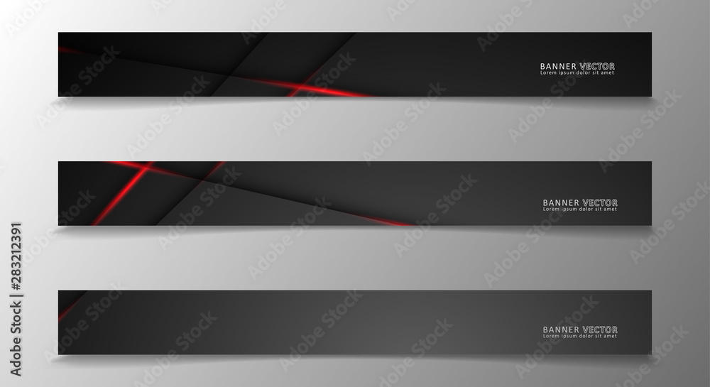 Banner collection, vector background with glowing neon red stripes in a dark room. Banner collection, vector background with glowing neon red stripes in a dark room.