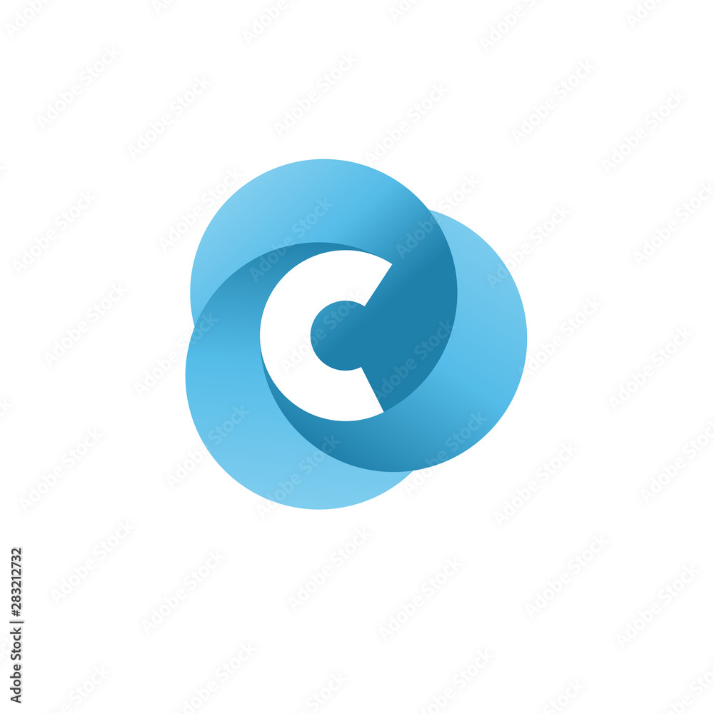 creative initial letter c with three blue circle color logo vector concept creative initial letter c with three blue circle color logo vector concept