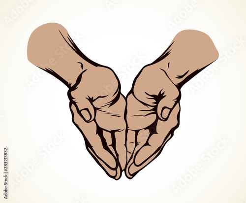 Praying hands. Vector drawing