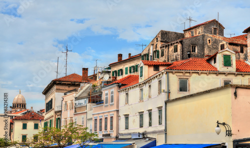 Traditional houses in the old town of Sibenik in Croatia