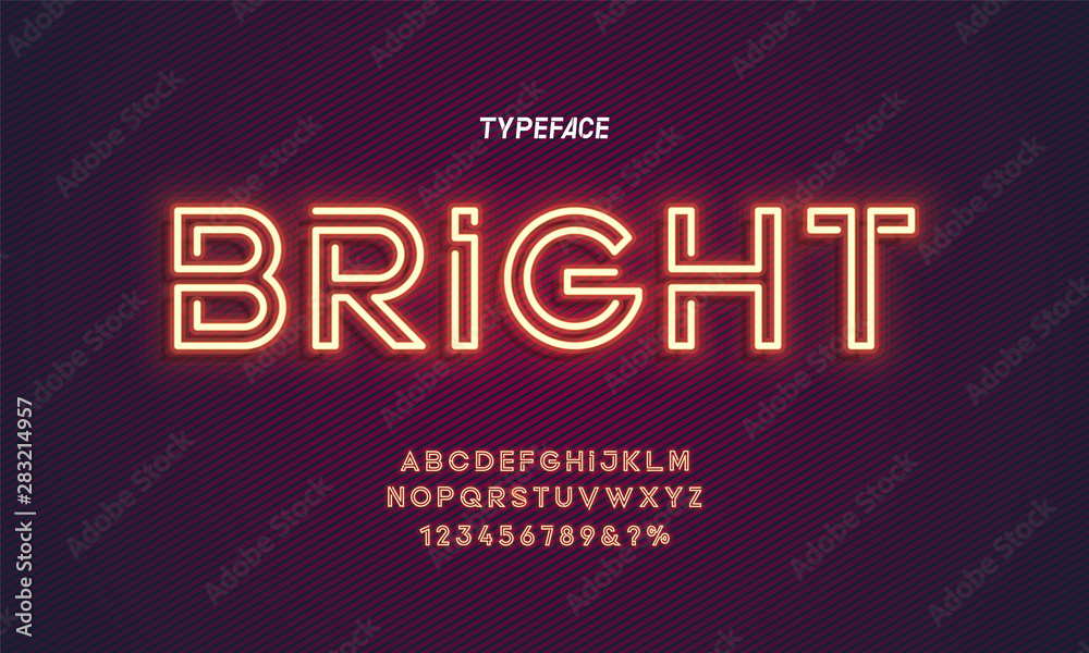 Neon city color red font. English alphabet and numbers sign. Vector illustration Neon city color red font. English alphabet and numbers sign. Vector illustration